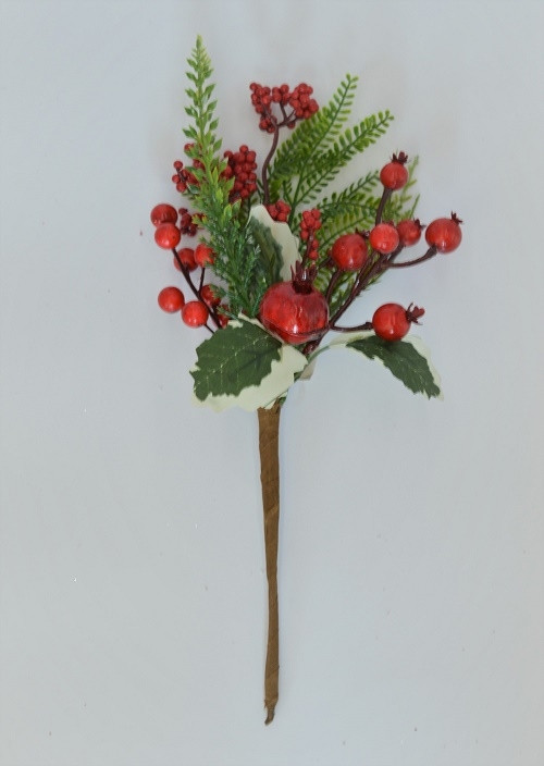 22051 - Holly and Bright Red berries - floral pick. Measures  Height 310mm  ,   Width  180mm 
