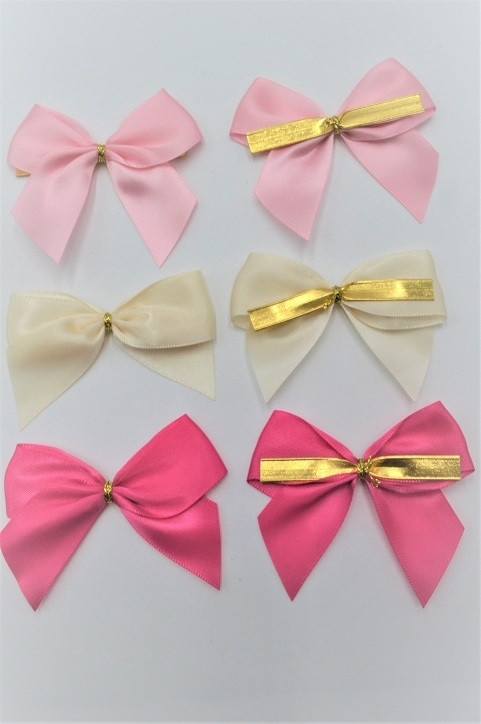 31168 - 25mm Double face satin Pre-tied Mini Bows available in various colours  (A fantastic price of £0.64 for 6 bows) 