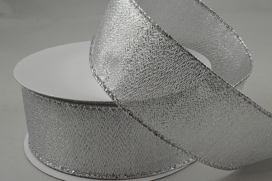 Y536 - 63mm Wired Lurex Ribbon x 10 Metre Rolls!-63mm-01 Silver