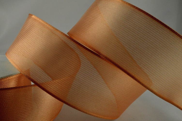 Y380- 25mm Wired Sheer Ribbon (25 Metres)-25mm-53 Beige-25 Metres