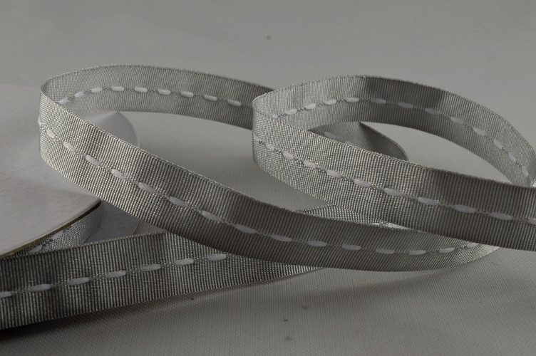 Y332 - 10mm Silver Stitched Colour Woven Ribbon (20 Metres)-10mm-84 Silver