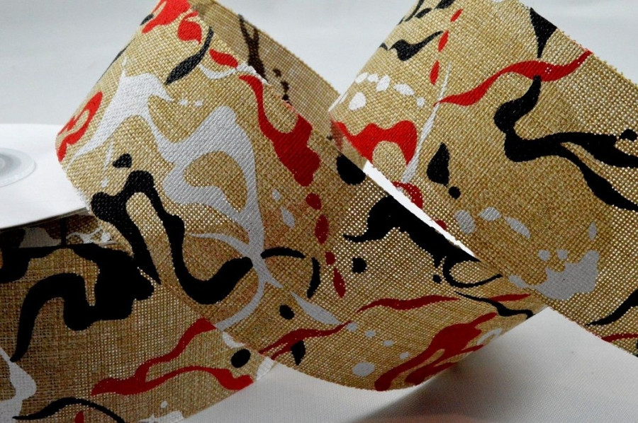Y745 - 25mm Contemporary Painting Splash Ribbon x 10 Metre Rolls!