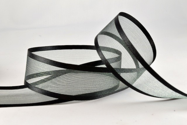 54420 - 10mm, 15mm, 25mm, 40mm & 70mm Satin Sheer Ribbon x 25 Metre Rolls - 88 Black