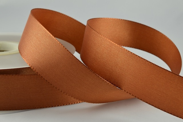 Y728 - 15mm Taffeta Ribbon-15mm-55 Brown-50 Metres