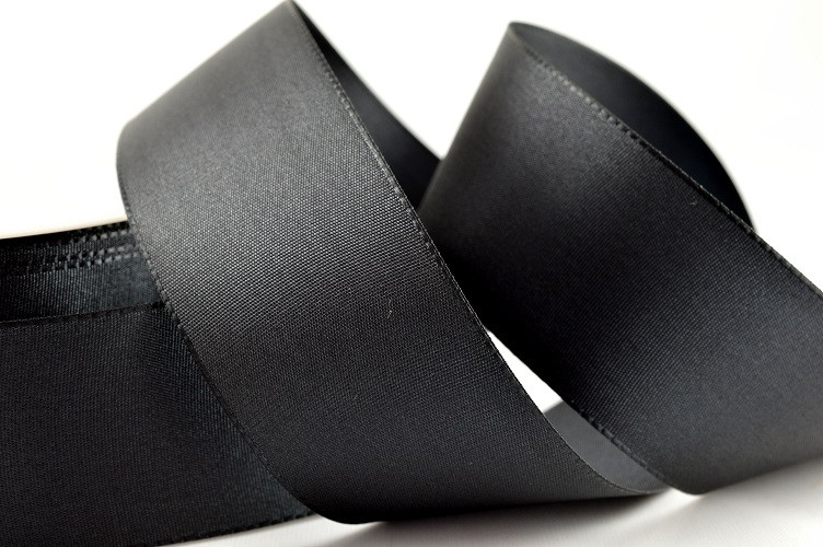 Y619 - 25mm Black Taffeta Ribbon (50 Metres)