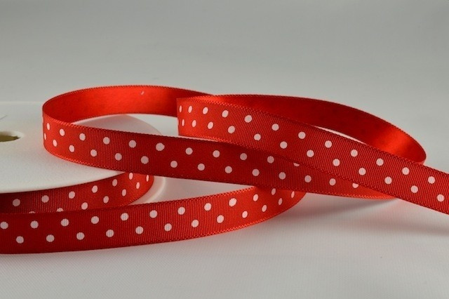 54203 - 10mm Red Polka Dot Ribbon (20 Metres)