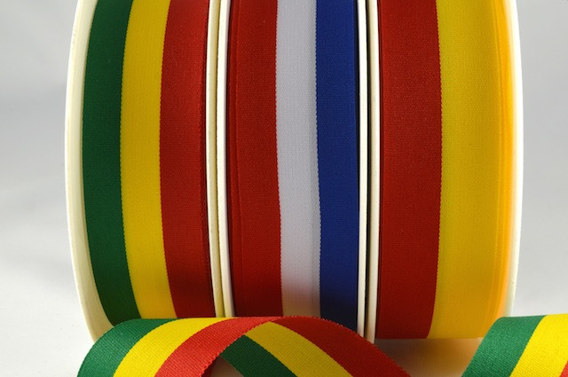 53998 - 15mm, 25mm & 40mm Striped Flag Ribbon (25 Metres)