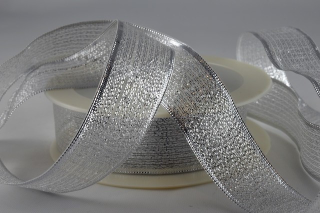 50019 - 40mm Silver Lurex Ribbon (25 Metres)