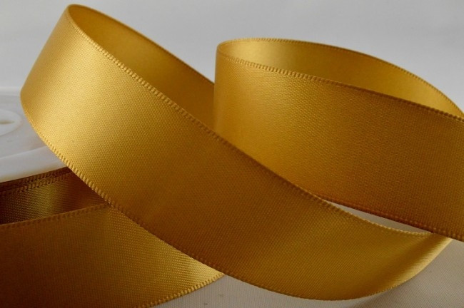 93977 - 25mm Dark Gold Double Sided Satin x 25 Metre Rolls!