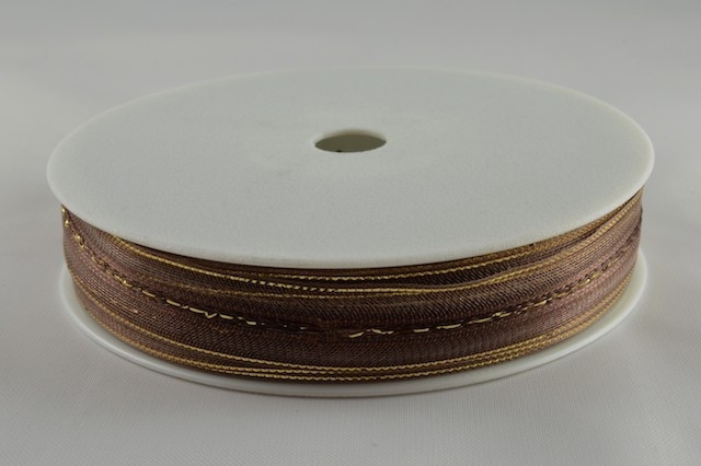Y586 - 15mm Fasbo Sheer Pull Bow Ribbon (25 Metres)-57 Brown