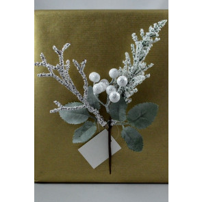 22008 - Snow branches Winter Christmas floral pick. Measures - 13cm Height x 12cm Width.