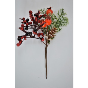 22009 - Pine Cones & Berries Christmas Pick. Measures - 13cm Height x 12cm Width.