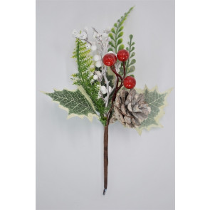 22030 - Snow Drops & Berries Christmas Pick. Measures - 16cm Height x 12cm Width