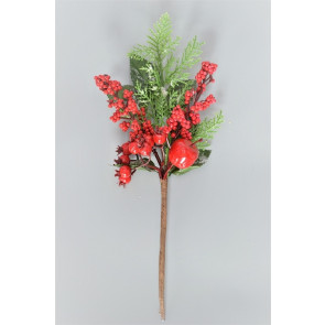 22045 - Small, Medium & Large Floral Berry Christmas Pick. Measures - 32cm Height x 10cm Width.