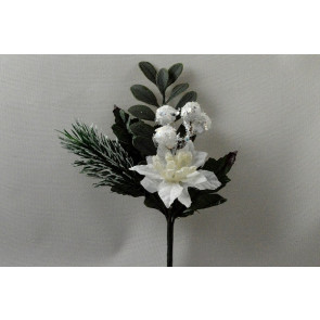 22062 - Wintery flower pick with subtle hints of sparkle.  Measures  Height 150mm  ,   Width  95mm 