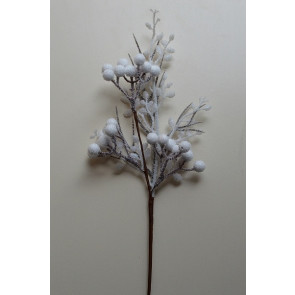 22065 - Frosted Winter branch with snowy berries for a chilly wintery scene with a hint of sparkle.  Height 390mm  ,   Width  130mm 