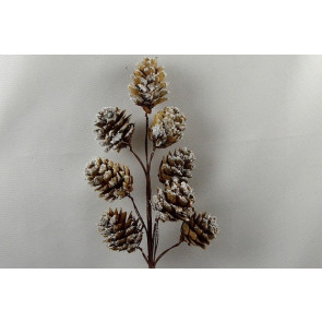 22070 - Winter frosted pine cones floral pick. Measures  Height 240mm  ,   Width  80mm  