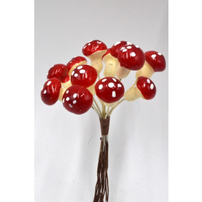 22093 - Arrangement of bright red toadstools deco pick.  Measures - 11cm Height x 6cm Width   (Approx)