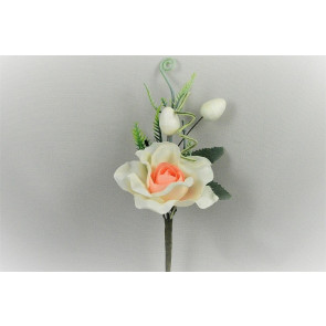 33004 - Soft White and Rose floral arrangement with beautiful embellishments.  Height  16cms ,  Width  8cms  (approx) 