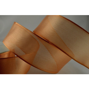 Y380- 25mm Wired Sheer Ribbon (25 Metres)-25mm-53 Beige-25 Metres