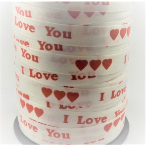 77028 - 10mm White Polypropylene I Love You Curling Ribbon x 100 Metre Rolls!!