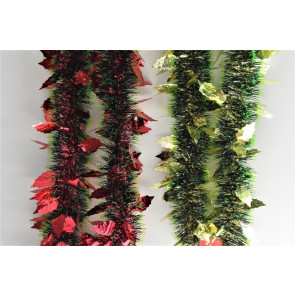 88142 - Triple Coloured Holly Leaf Christmas Tinsel x 2 Metre Lengths!