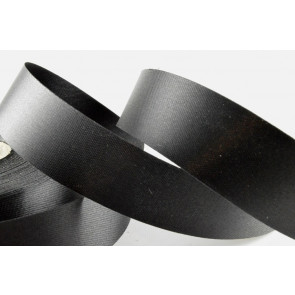 Y547 -  20mm Black Cut edge Quality Double face Polyester satin x 50 Metres