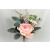 33008 - Soft Rose floral arrangement embraced with lush leaves and embellishments.  Height  28cms ,  Width 21cms  (approx) 