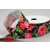 55120 - 25mm Black ribbed ribbon with a colourful floral printed design x 10mts